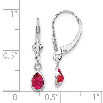 14K Weißgold Ohrringe mit Rubin (Juli), 6 x 4 mm