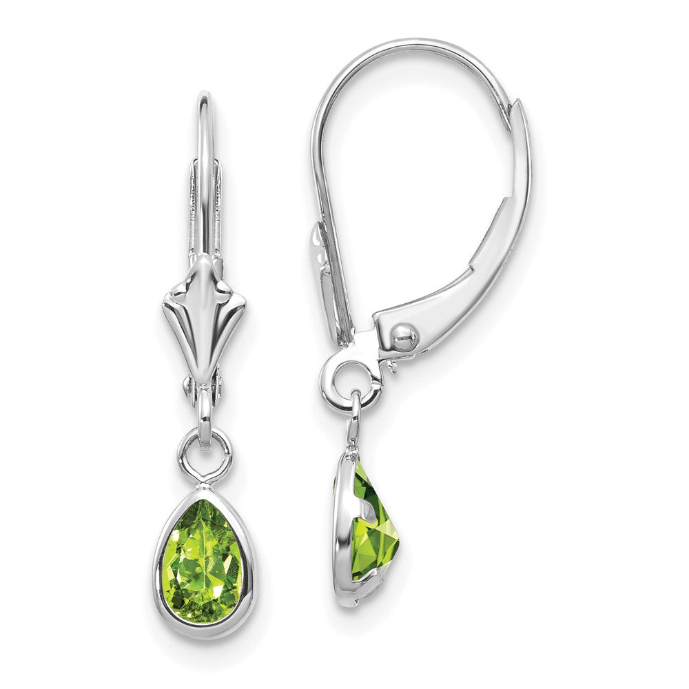 14K Weißgold 6x4mm Peridot/august Ohrringe
