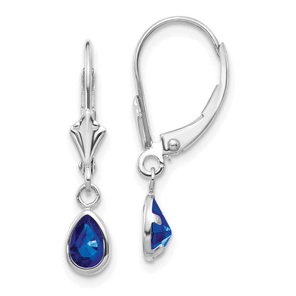 14K Weißgold Ohrringe mit 6x4mm Saphir/September