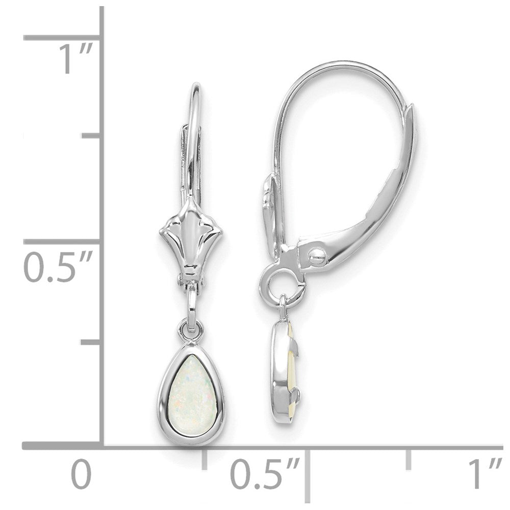 14K Weißgold Ohrringe mit Opal/Oktober, 6x4 mm