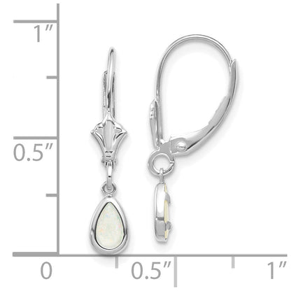 14K Weißgold Ohrringe mit Opal/Oktober, 6x4 mm