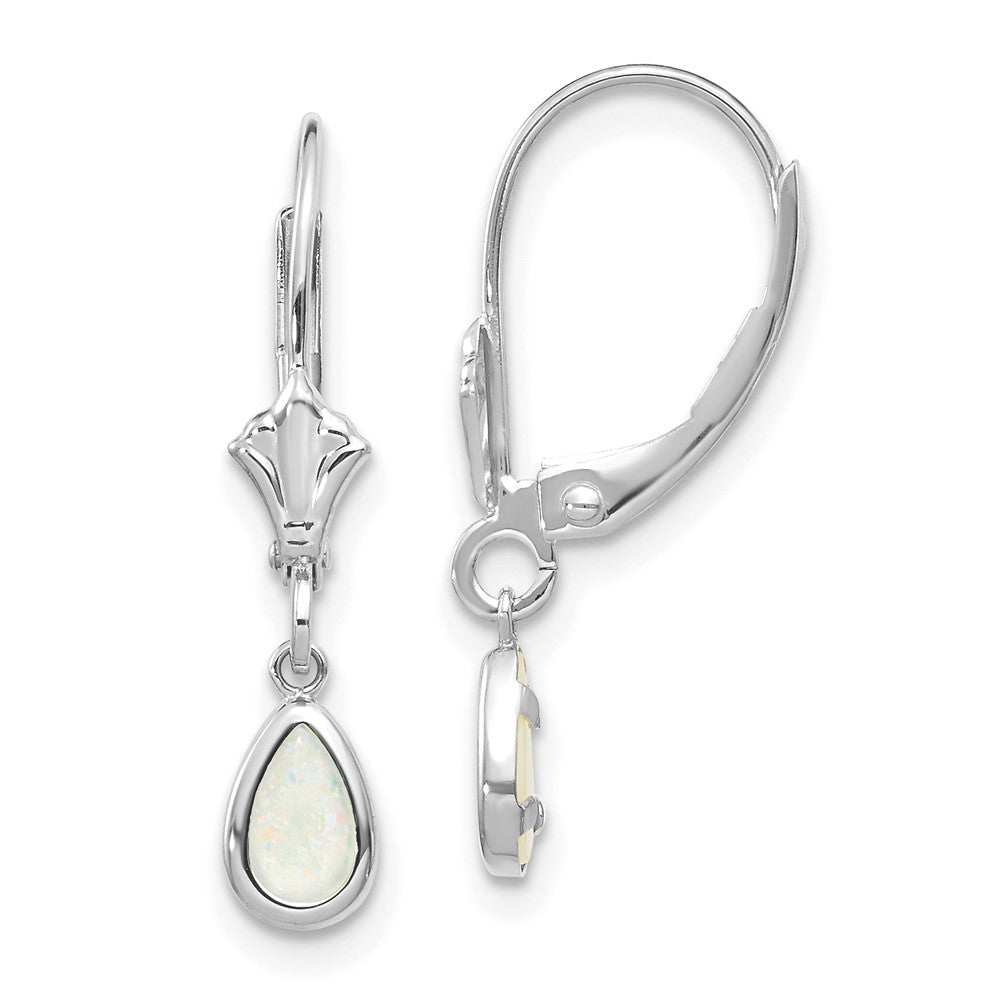 14K Weißgold Ohrringe mit Opal/Oktober, 6x4 mm