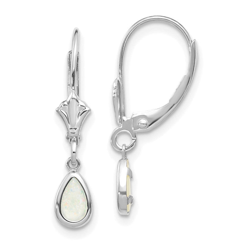 14K Weißgold Ohrringe mit Opal/Oktober, 6x4 mm