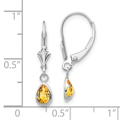 14K Weißgold 6x4mm Citrin/november Ohrringe