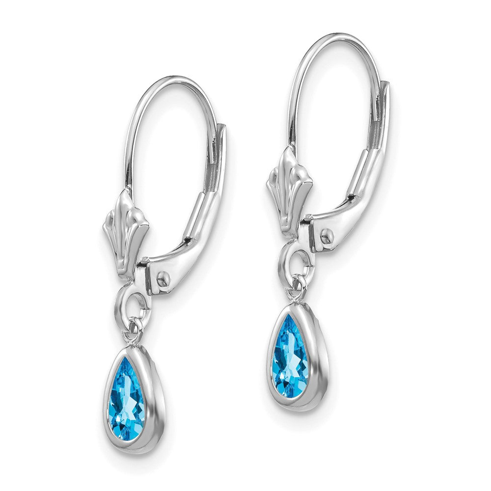 14K Weißgold 6x4mm Blautopas /december Ohrringe