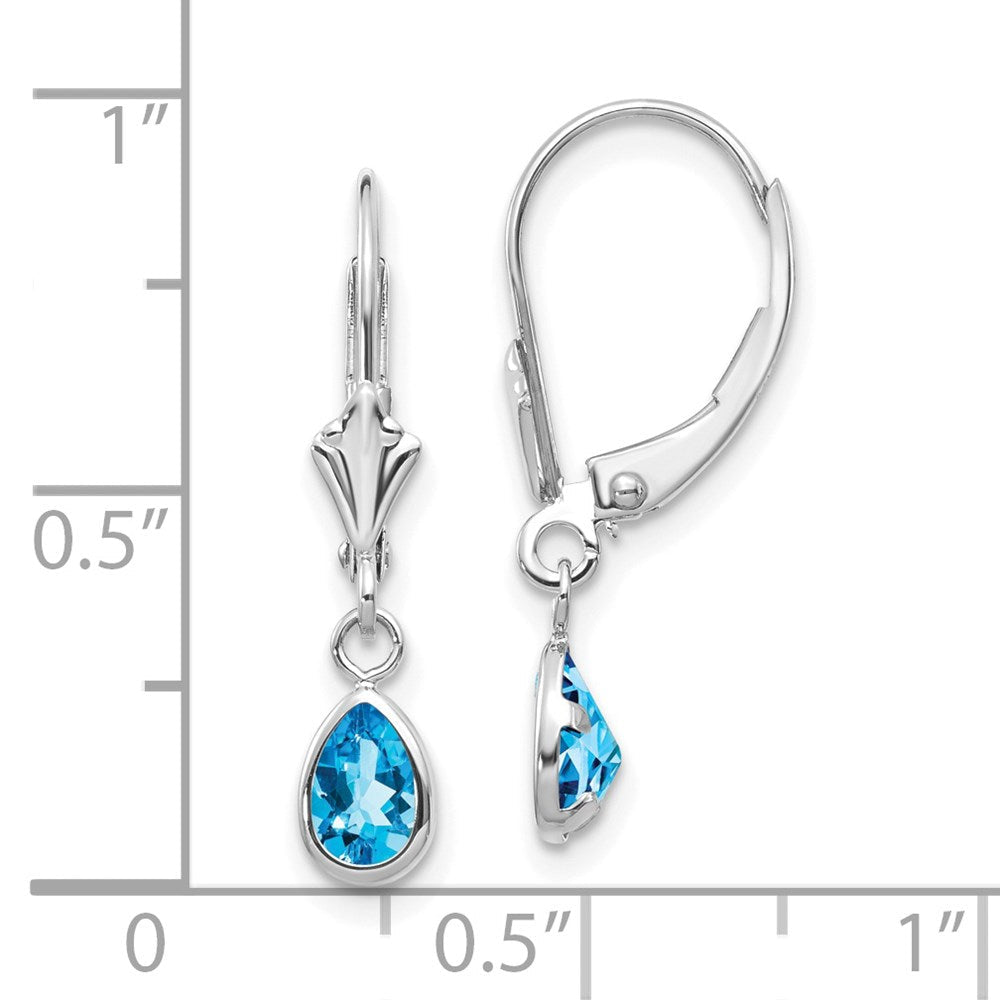 14K Weißgold 6x4mm Blautopas /december Ohrringe