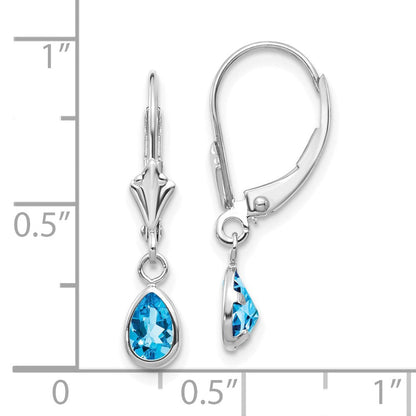 14K Weißgold 6x4mm Blautopas /december Ohrringe