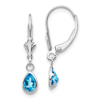 14K Weißgold 6x4mm Blautopas /december Ohrringe
