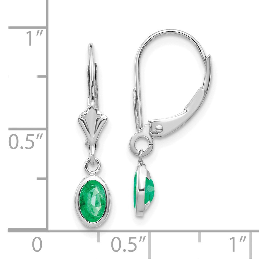 14K Weißgold 6x4 Oval Zargenfassung May/emerald Ohrhänger mit Brisur