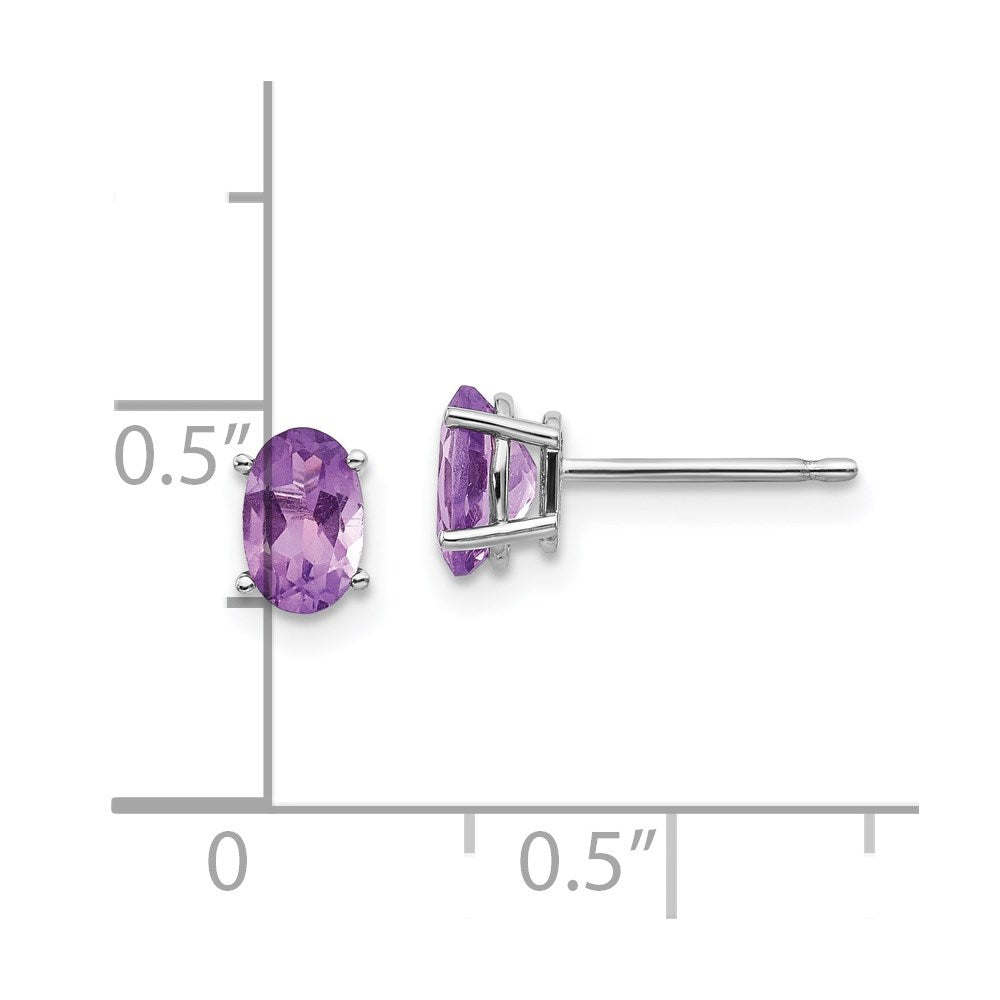 14K Weißgold 6x4 Oval February/amethyst Ohrstecker