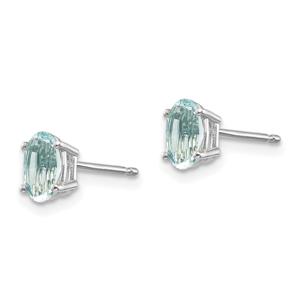 14K Weißgold 6x4 Oval March/aquamarine Ohrstecker