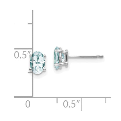 14K Weißgold 6x4 Oval March/aquamarine Ohrstecker