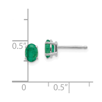 14K Weißgold 6x4mm Smaragd Ohrringe