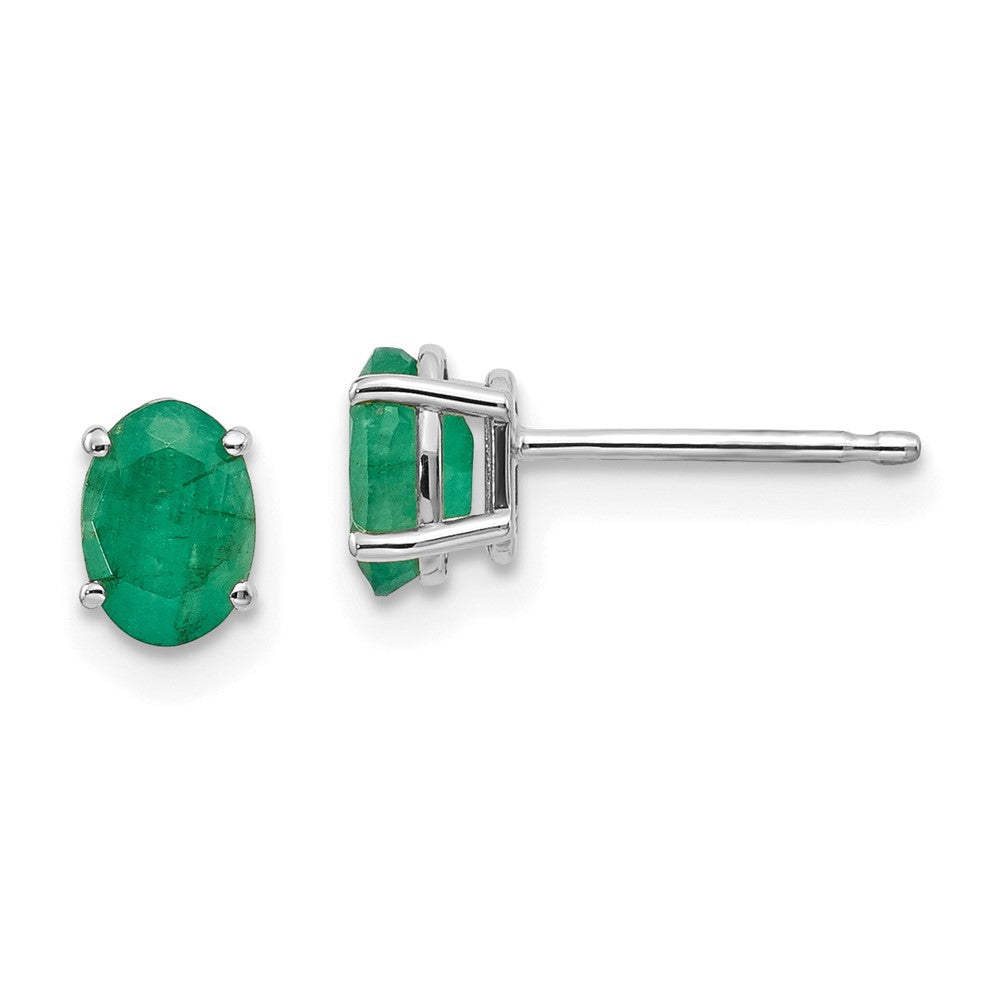 14K Weißgold 6x4mm Smaragd Ohrringe