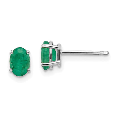 14K Weißgold 6x4mm Smaragd Ohrringe