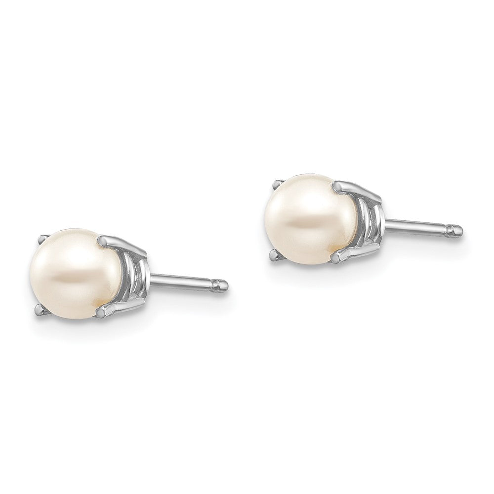 14K Weißgold 4.5mm Rund June/fw Zuchtperle Ohrstecker