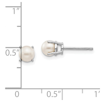 14K Weißgold 4.5mm Rund June/fw Zuchtperle Ohrstecker