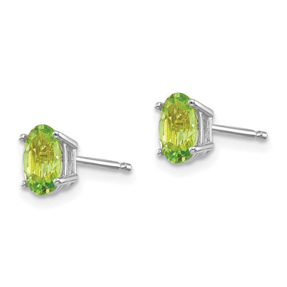 14K Weißgold 6x4 Oval August/peridot Ohrstecker