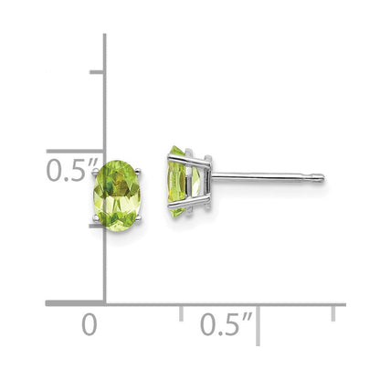 14K Weißgold 6x4 Oval August/peridot Ohrstecker