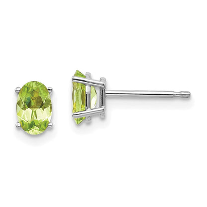 14K Weißgold 6x4 Oval August/peridot Ohrstecker