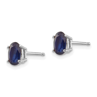 14K Weißgold Ohrringe mit Saphir, 6 x 4 mm