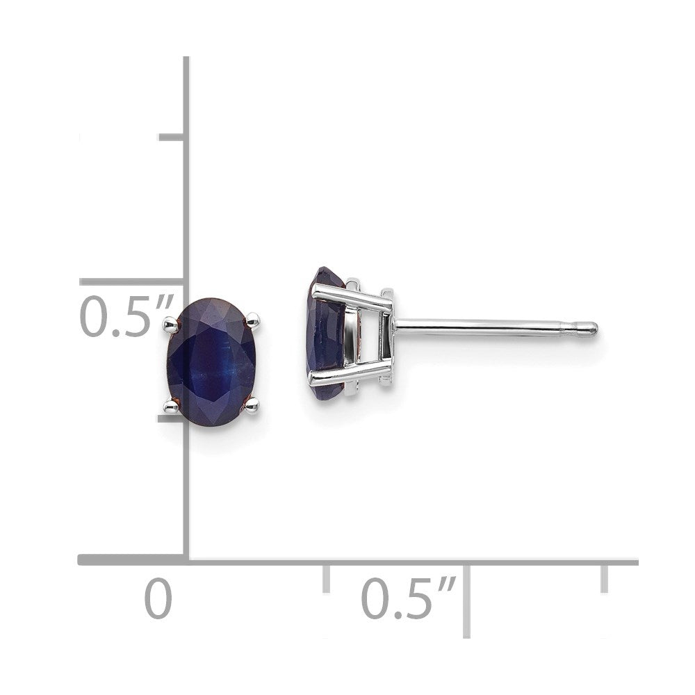 14K Weißgold Ohrringe mit Saphir, 6 x 4 mm