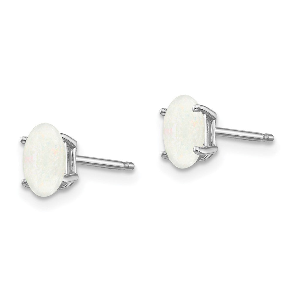 14K Weißgold Ohrringe mit Opal, 6 x 4 mm