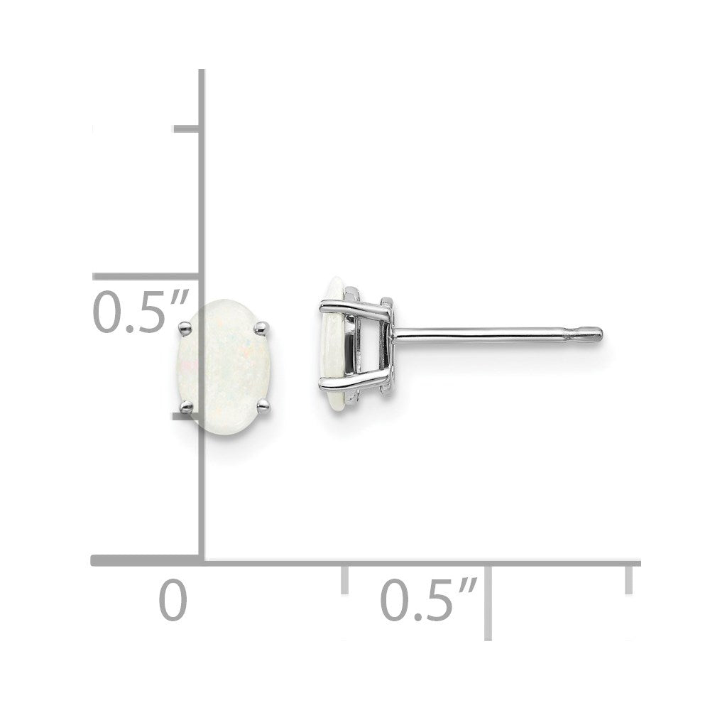 14K Weißgold Ohrringe mit Opal, 6 x 4 mm