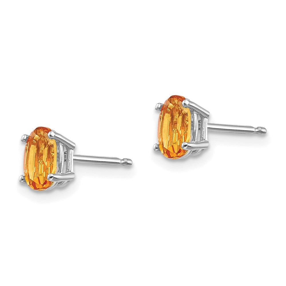 14K Weißgold 6x4mm Citrin Ohrringe