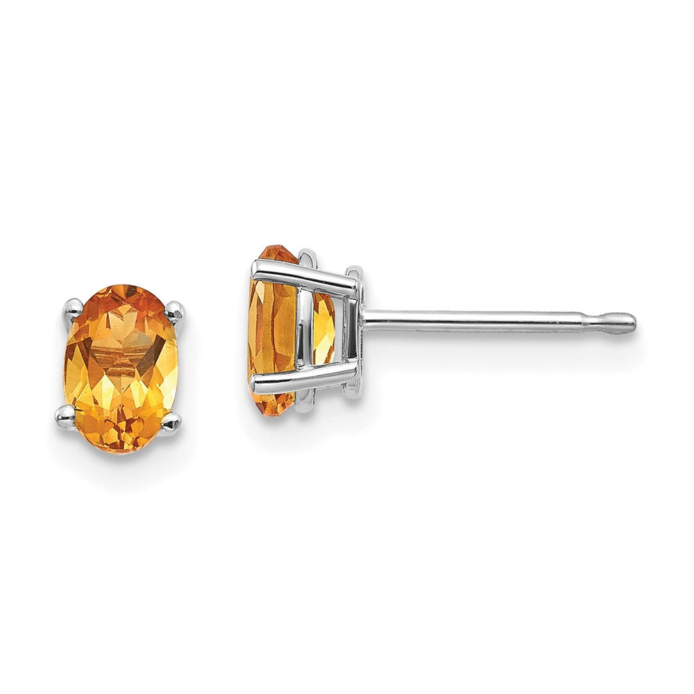 14K Weißgold 6x4mm Citrin Ohrringe