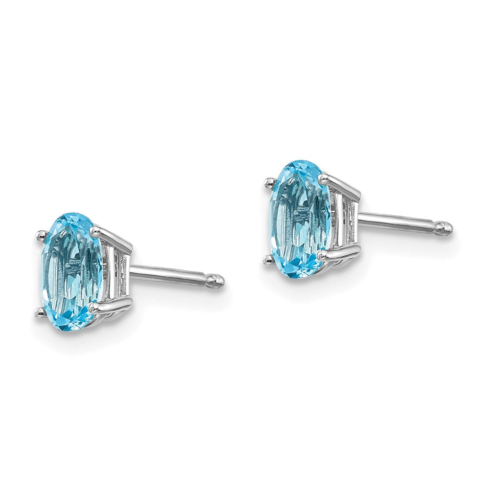 14K Weißgold 6x4mm December/ Blautopas Ohrstecker