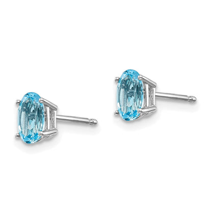 14K Weißgold 6x4mm December/ Blautopas Ohrstecker
