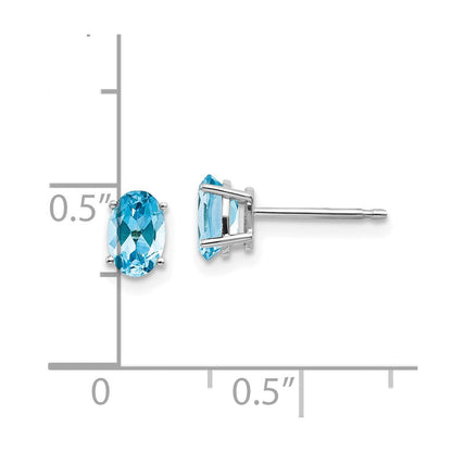14K Weißgold 6x4mm December/ Blautopas Ohrstecker