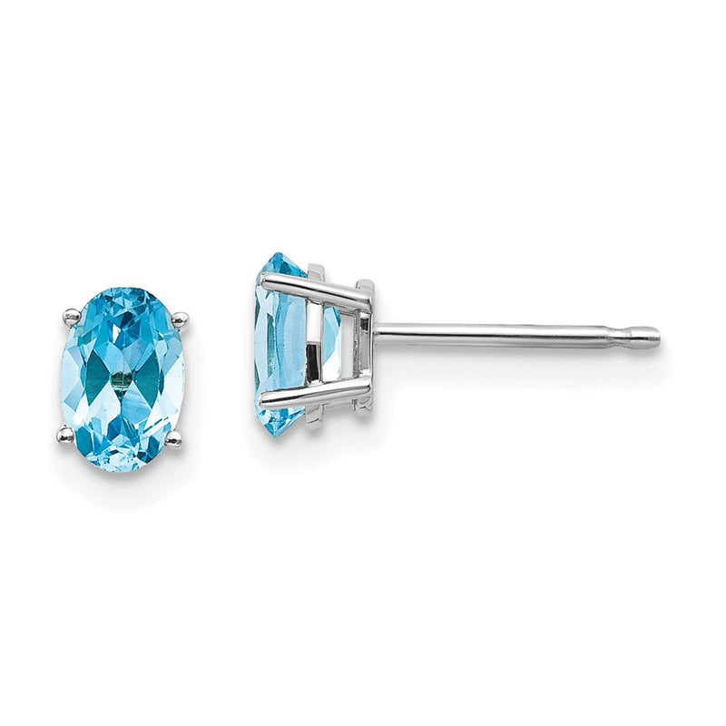 14K Weißgold 6x4mm December/ Blautopas Ohrstecker
