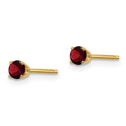 14K Gelbgold 3mm January/garnet Ohrstecker