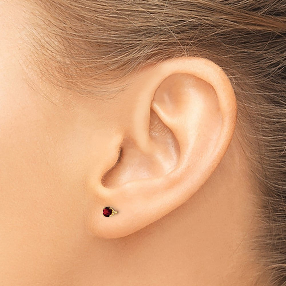 14K Gelbgold 3mm January/garnet Ohrstecker