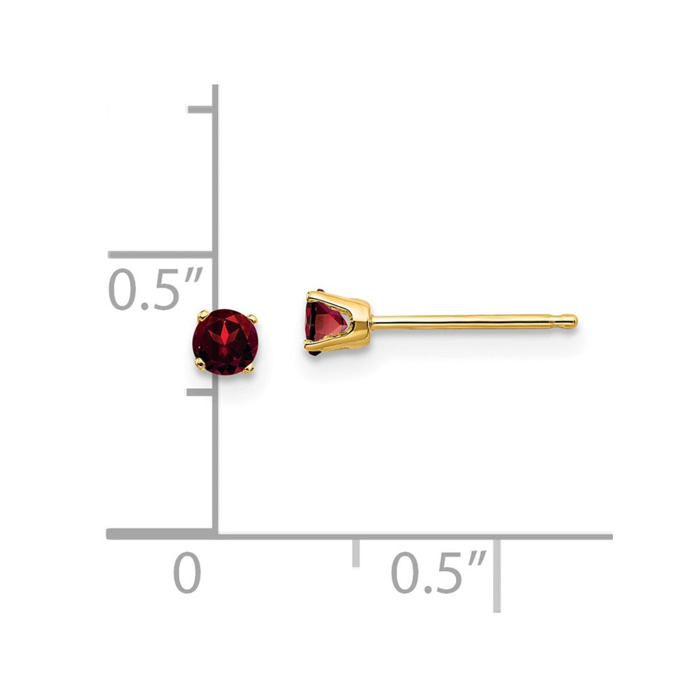 14K Gelbgold 3mm January/garnet Ohrstecker