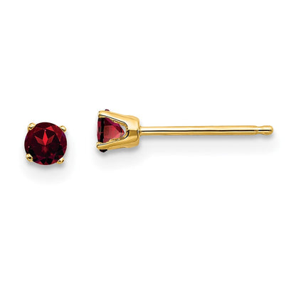 14K Gelbgold 3mm January/garnet Ohrstecker