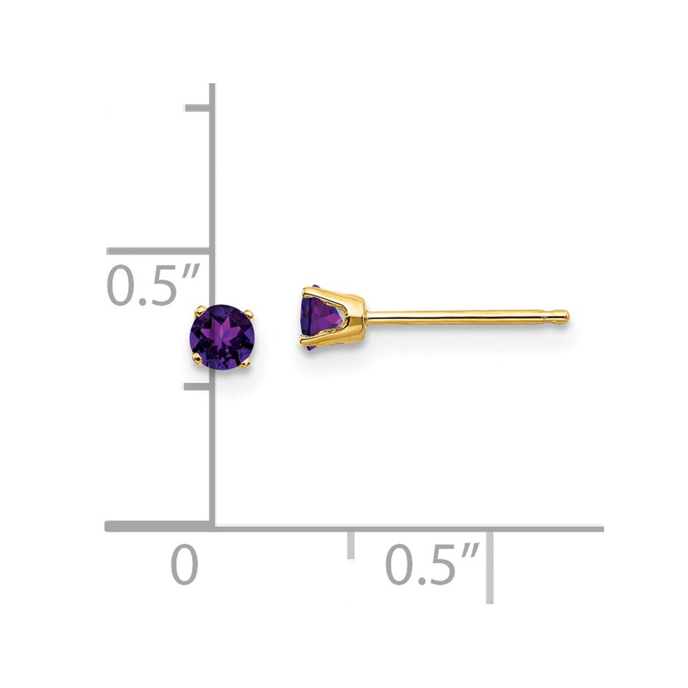 14K Gelbgold 3mm February/amethyst Ohrstecker