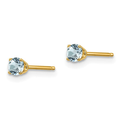 14K Gelbgold 3mm March/aquamarine Ohrstecker