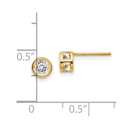 14K Gelbgold 4mm Zargenfassung April/white Topas Ohrstecker