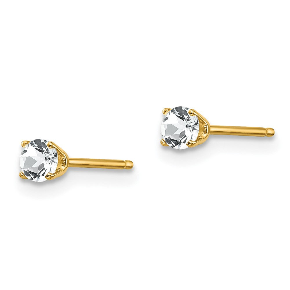 14K Gelbgold 3mm April/ Weiß Topas Ohrstecker