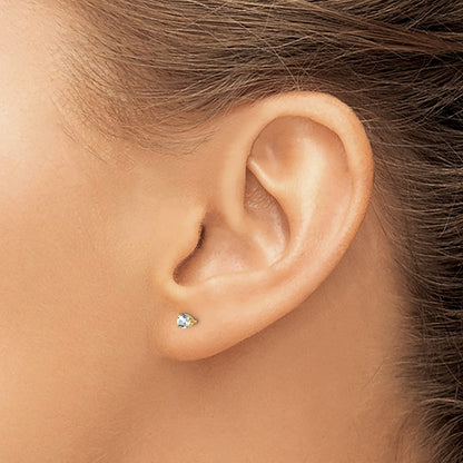 14K Gelbgold 3mm April/ Weiß Topas Ohrstecker