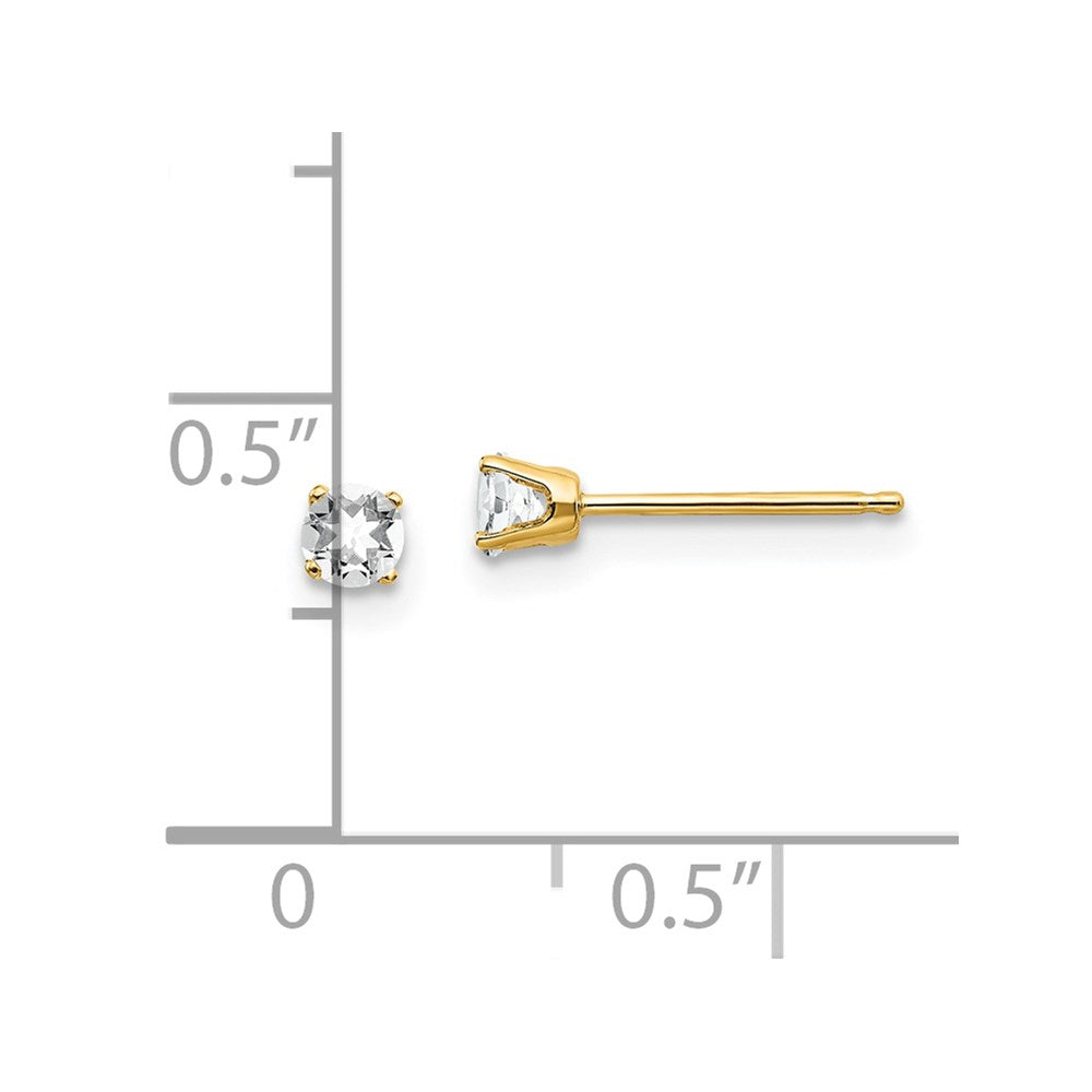 14K Gelbgold 3mm April/ Weiß Topas Ohrstecker