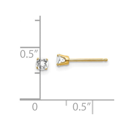 14K Gelbgold 3mm April/ Weiß Topas Ohrstecker