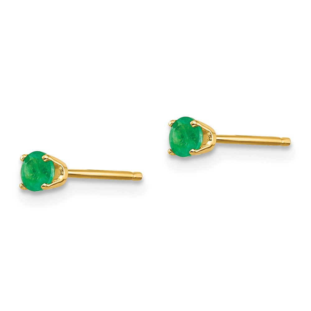 14K Gelbgold 3mm May/emerald Ohrstecker