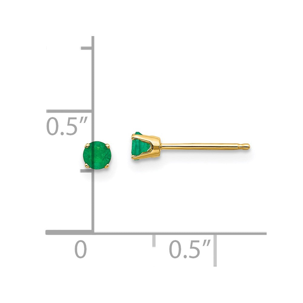 14K Gelbgold 3mm May/emerald Ohrstecker