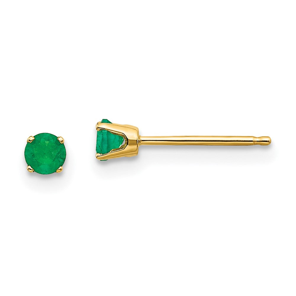 14K Gelbgold 3mm May/emerald Ohrstecker