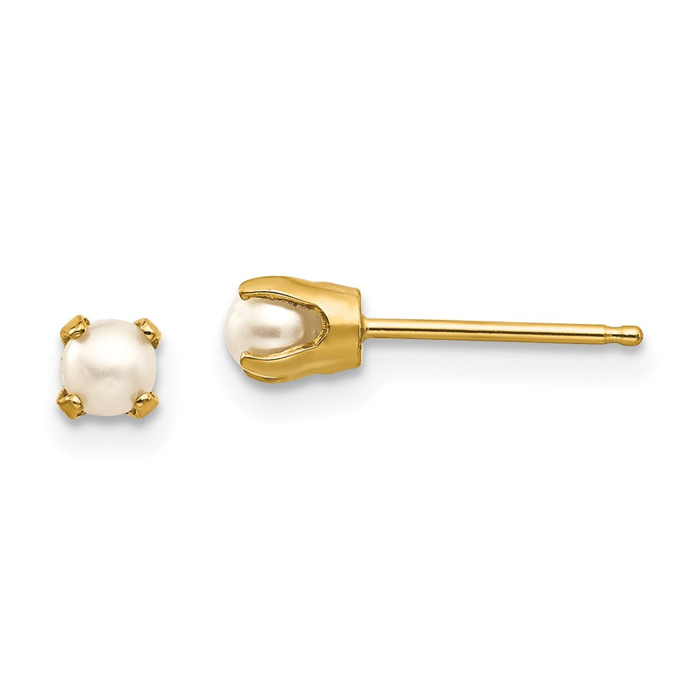 14K Gelbgold 3mm June/fw Zuchtperle Ohrstecker
