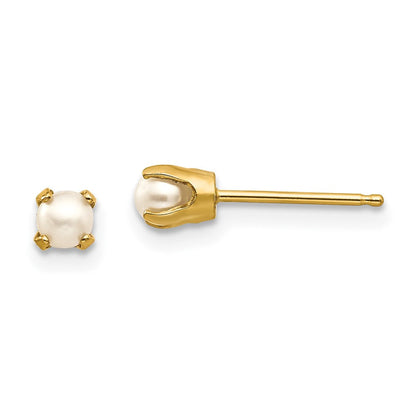 14K Gelbgold 3mm June/fw Zuchtperle Ohrstecker